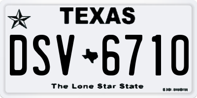 TX license plate DSV6710