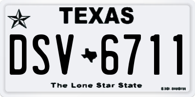 TX license plate DSV6711
