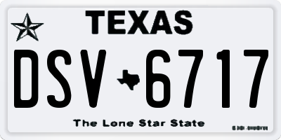 TX license plate DSV6717
