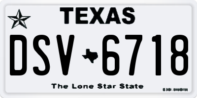 TX license plate DSV6718