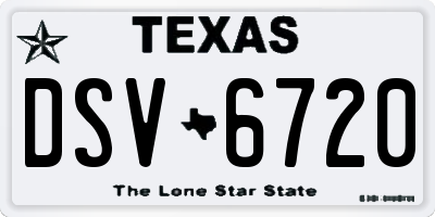 TX license plate DSV6720
