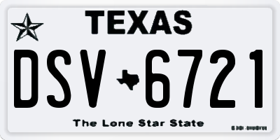 TX license plate DSV6721
