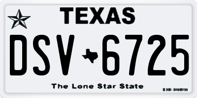 TX license plate DSV6725