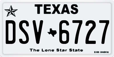 TX license plate DSV6727