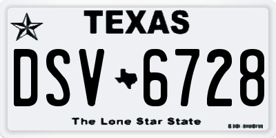 TX license plate DSV6728