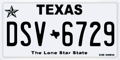TX license plate DSV6729