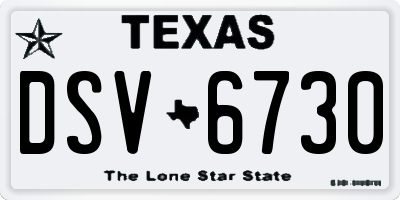 TX license plate DSV6730
