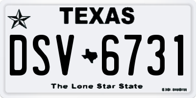 TX license plate DSV6731