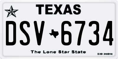 TX license plate DSV6734