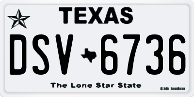 TX license plate DSV6736