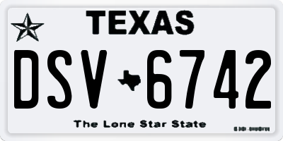 TX license plate DSV6742