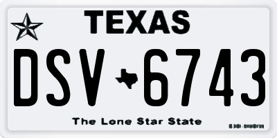 TX license plate DSV6743