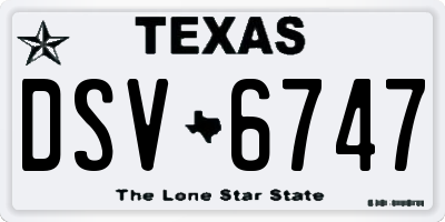TX license plate DSV6747