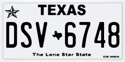 TX license plate DSV6748