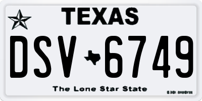 TX license plate DSV6749