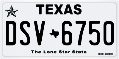 TX license plate DSV6750