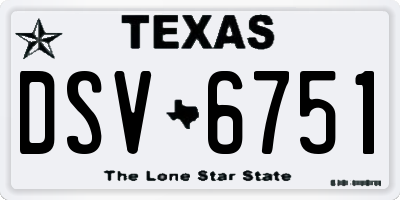 TX license plate DSV6751