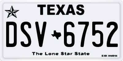 TX license plate DSV6752