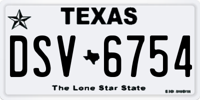 TX license plate DSV6754