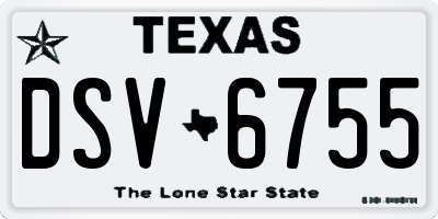 TX license plate DSV6755