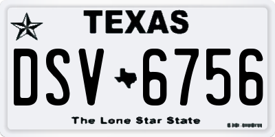 TX license plate DSV6756