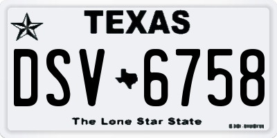 TX license plate DSV6758