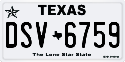 TX license plate DSV6759