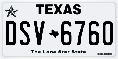 TX license plate DSV6760