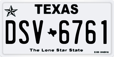 TX license plate DSV6761