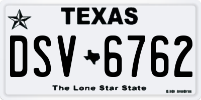 TX license plate DSV6762