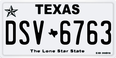 TX license plate DSV6763