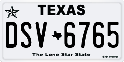 TX license plate DSV6765