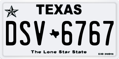 TX license plate DSV6767