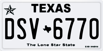 TX license plate DSV6770