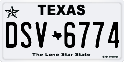 TX license plate DSV6774