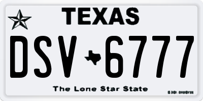TX license plate DSV6777