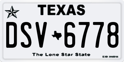 TX license plate DSV6778