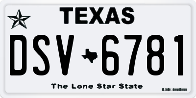 TX license plate DSV6781