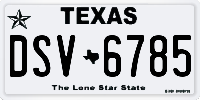 TX license plate DSV6785