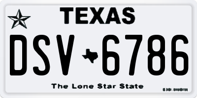 TX license plate DSV6786