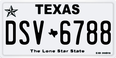 TX license plate DSV6788