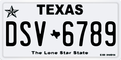 TX license plate DSV6789