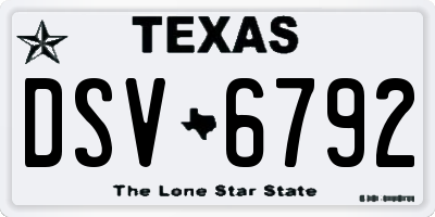 TX license plate DSV6792