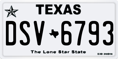 TX license plate DSV6793