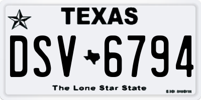 TX license plate DSV6794
