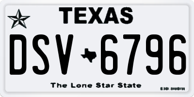 TX license plate DSV6796
