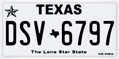 TX license plate DSV6797