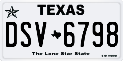 TX license plate DSV6798