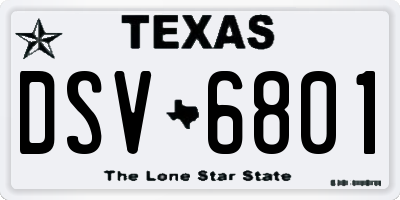 TX license plate DSV6801