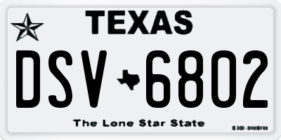 TX license plate DSV6802